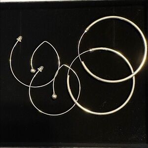 Silver Hoop Earrings Set 925